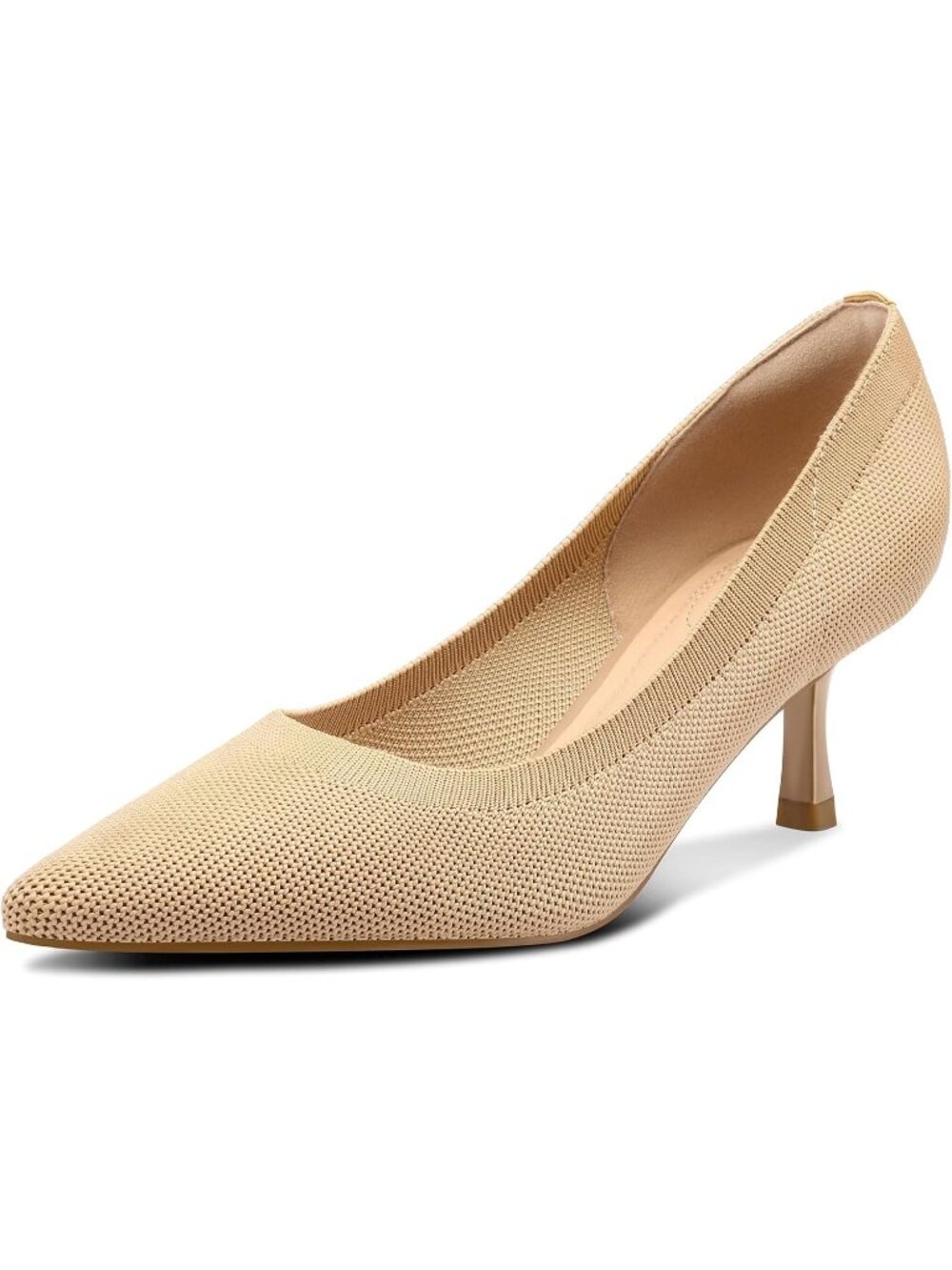 Women's Nude Knitting Comfortable Perfect for Wedding pointed Toe Low Heel Pumps